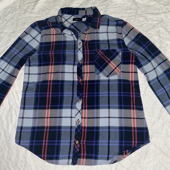 Urban Outfitters BDG | Grey Blue Red Purple Plaid Flannel Shirt Womens Medium - Picture 6 of 8
